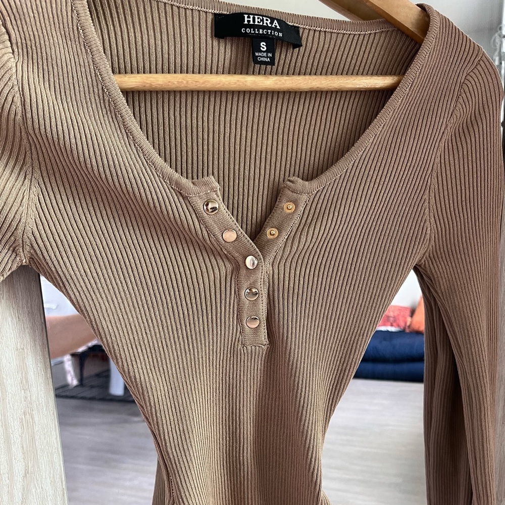 Brown sexy body con bodysuit